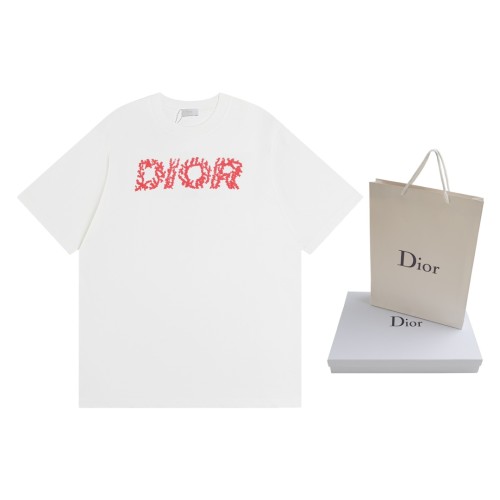 Doir Luxury Brand Women Mens Short Sleeve T-Shirt Dior Italic Coral Relaxed-Fit T-Shirt 483J696C0847_C084   