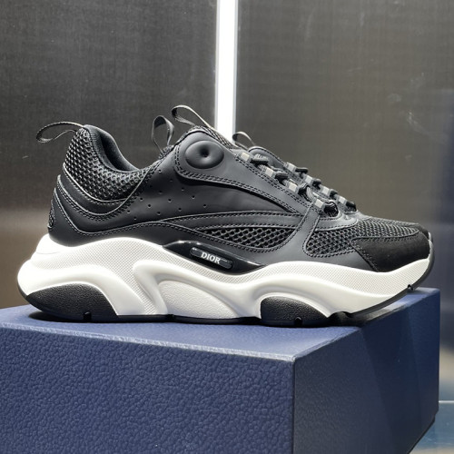 Dior Mens Shoes Sneakers Luxury Brand Breathable Design B22 SNEAKER Black Technical Mesh and Calfskin with Original Box 3SN231ZHM_H960