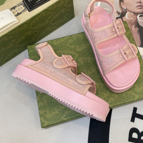 Gucci Womens Shoes Sandals 14cm Heel and 4.5cm Platform Luxury Brand with Original Box 719844 C9D00 9022 Women's Interlocking G studs sandal in leather Whatsapp 