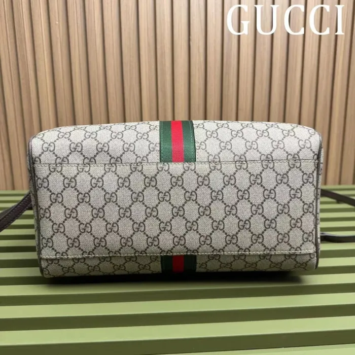 Gucci Mens Womens Bags Handbags Keepall Design Luxury Brand Ophidia medium top handle bag in beige and ebony canvas 772065 96IWG 8745 without Original Box