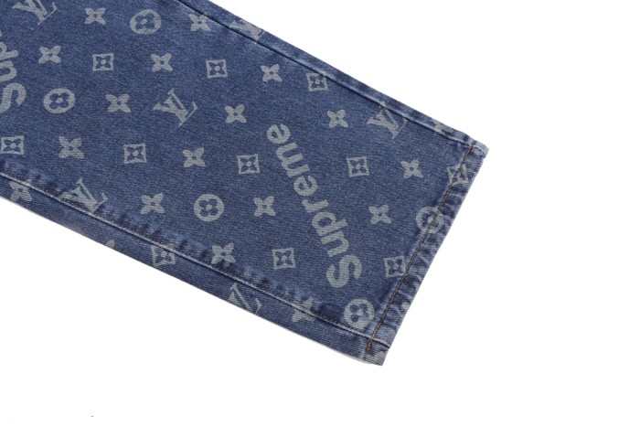 Louis Vuitton x Supreme Luxury Brand Women Mens Pant Jeans   H547