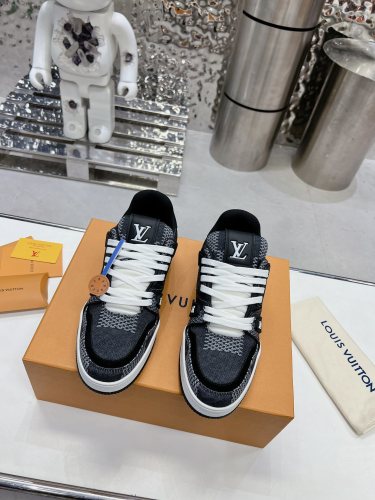 Louis Vuitton Mens Shoes Fashion Sneakers Design Luxury Brand LV TRAINER SNEAKER 1ABLVV Mix of materials with Original Box 1ABLUR  