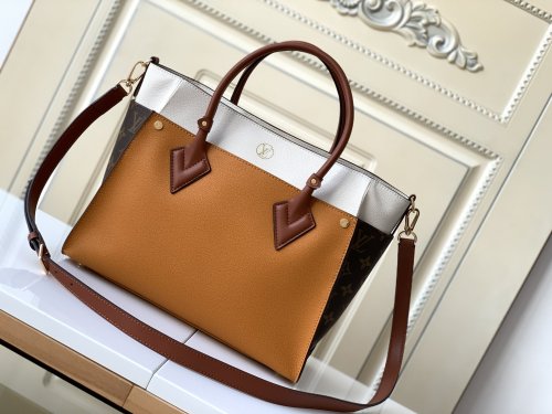 Louis Vuitton Womens Shoulder Bags Handbags Luxury Brand Fashion ON MY SIDE MM Twist calfskin and Monogram coated canvas M53823