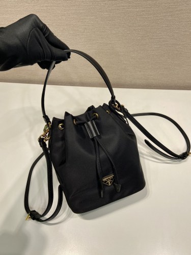 Prada Womens Shoulder Bags Luxury Brand Black Saffiano leather mini-pouch with Original Box 1BE067_RV44_F0134_V_WOM  