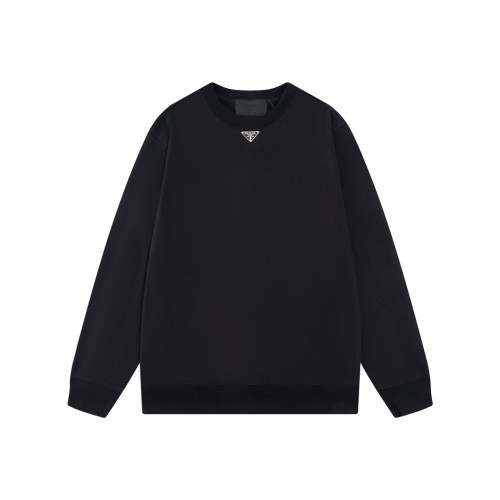 Prada Women Mens Sweatshirt Luxury Brand Mens Sweatshirts Oversized cotton sweatshirt with triangle logo   