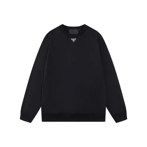 Prada Women Mens Sweatshirt Luxury Brand Mens Sweatshirts Oversized cotton sweatshirt with triangle logo   