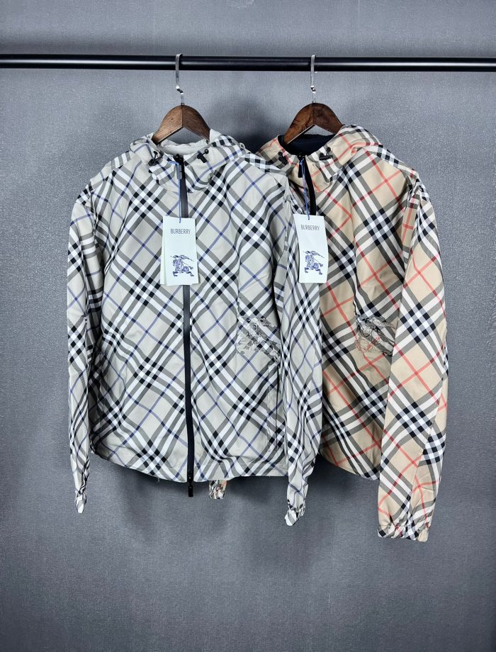 Burberry Women Mens Coat Hoodie Luxury Brand Mens Reversible Check Jacket 80872181 Top Quality   