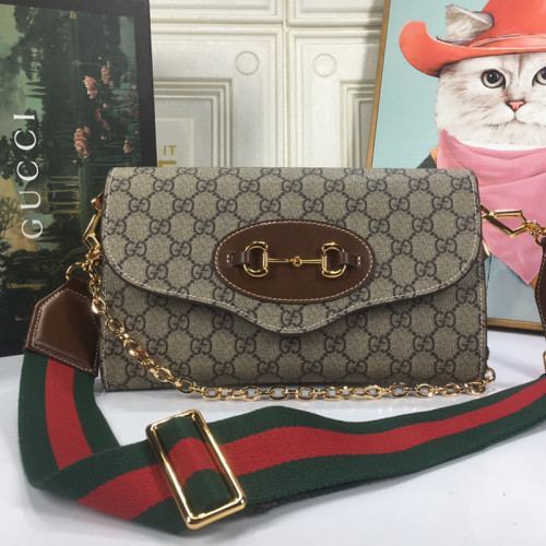 Gucci Womens Bags Luxury Brand Gucci Horsebit 1955 small bag in GG Supreme with Original Box 677286 HUHHX 8565