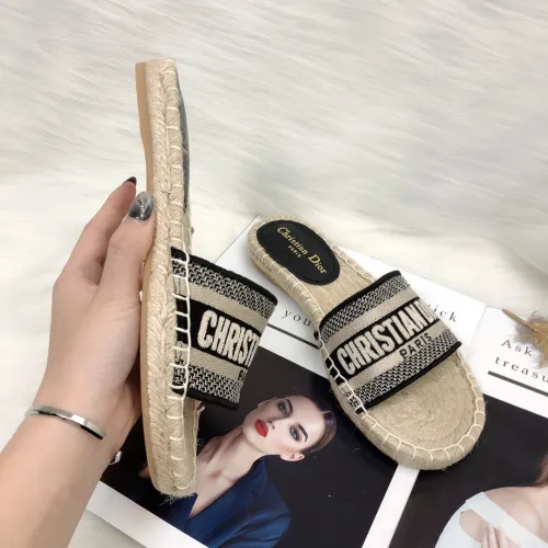 Dior Womens Shoes Slippers Dior Granville Espadrille Dior Oblique Embroidered Cotton with Original Box