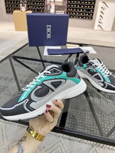 Dior Mens Shoes Sneakers Luxury Brand B30 SNEAKER Anthracite Gray Mesh and Black, Green and Dior Gray Technical Fabric with Original Box 3SN279ZRB_H866