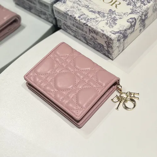 Dior Womens Bags Wallets Luxury Brand Mini Lady Dior Gardenia Wallet with Original Box