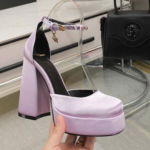 Versace Brand Womens Sandals Shoes Pumps Leather Big Size LA MEDUSA LEATHER PUMPS with 3cm High Platform and 12cm Heel Design  