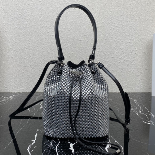 Prada Womens Shoulder Bags Luxury Brand Black Saffiano leather mini-pouch with Original Box 1BE067_RV44_F0134_V_WOM  
