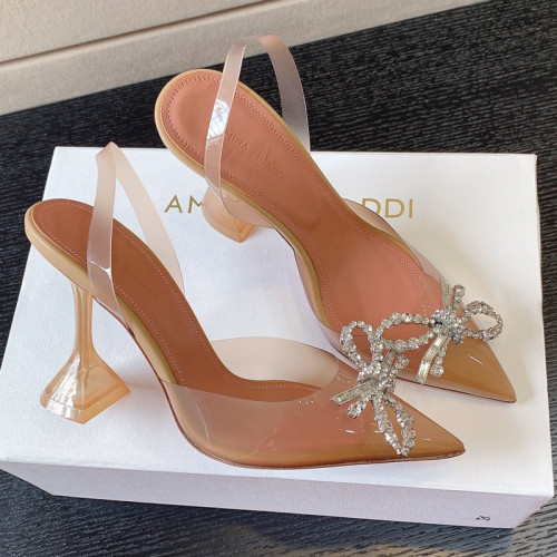 Amina Muaddi Womens Shoes Sandals Slippers Luxury Brand Fashion Pumps for Women with Original Box 9.5cm Heel