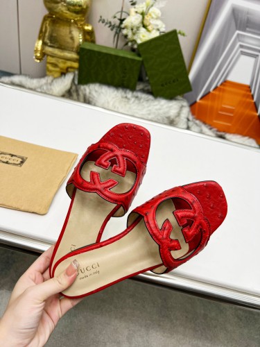 Gucci Womens Shoes Slippers Gucci WOMEN'S INTERLOCKING G CUT-OUT SANDAL Luxury Brand with Original Box 694451 US000 2535  