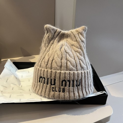 Miumiu Womens Cap Knit Hat Luxury Brand with Original Box  