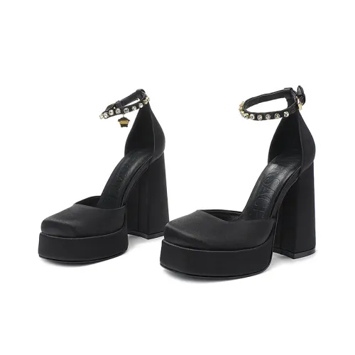 Versace Brand Womens Sandals Shoes Pumps Leather Big Size LA MEDUSA LEATHER PUMPS with 3cm High Platform and 12cm Heel Design  
