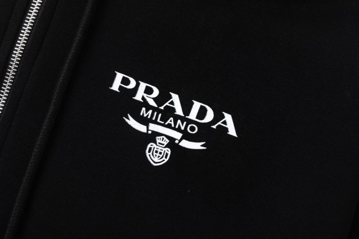 Prada Women Mens Zip Hoosie Coat Luxury Brand Mens Sweatshirts   