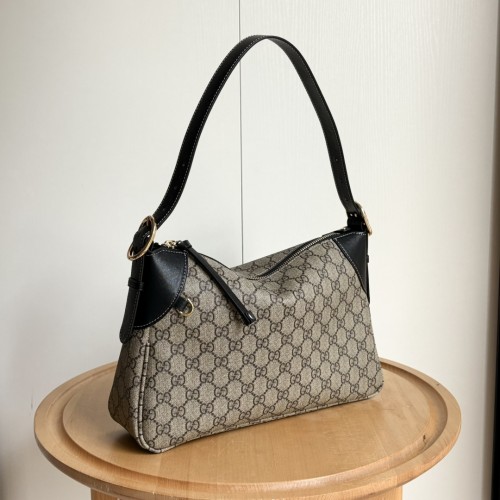Gucci Womens Bags Shoulder Handbag Luxury Brand GG Emblem medium shoulder bag in beige and Black Handbag,Shoulder Bag Handbags