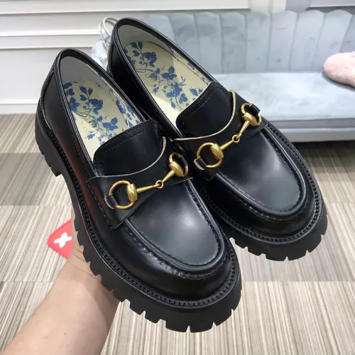 Gucci Womens Shoes Boots Luxury Brand Women's Gucci Black Leather Lug Sole Loafer Moccasins with Original Box 577236 DS800 1000