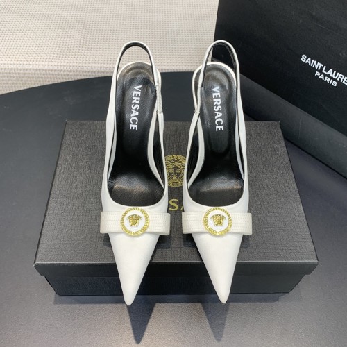 Versace Brand Womens Sandals Shoes Pumps Leather Big Size LA MEDUSA LEATHER PUMPS with 6cm High Platform and 10cm Heel Design  