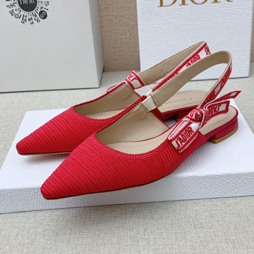 Dior Women Shoes Pumps Luxury Design Fashion Type Flat Heel Shoes for Wedding Style J'ADIOR SLINGBACK BALLERINA Cotton Fabric with Original Box Flat