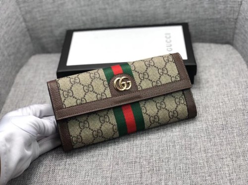 Gucci Womens Mens Bags Wallets Luxury Brand Gucci GG Supreme Ophidia Continental Wallet with Original Box 523153 96IWG 8745