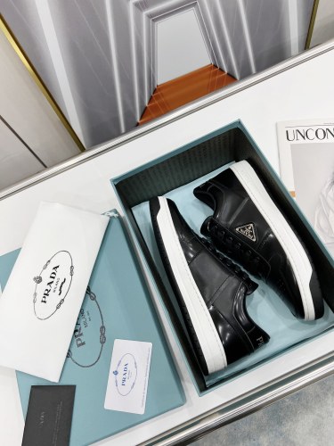 Prada Mens Shoes Casual Luxury Brand Breathable Sneakers with Original Box Downtown leather sneakers 2EE364_3LKG_F0964