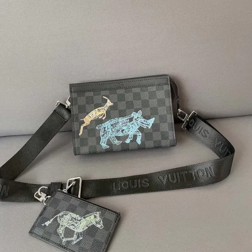 Louis Vuitton Womens Mens Bags Shoulder Bags Luxury Brand GASTON WEARABLE WALLET with Original Box N64608 Damier Graphite coated canvas