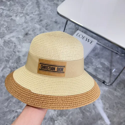 Dior Womens Bucket Hat Straw Hat Luxury Brand Design Dior Cap with Original Box  
