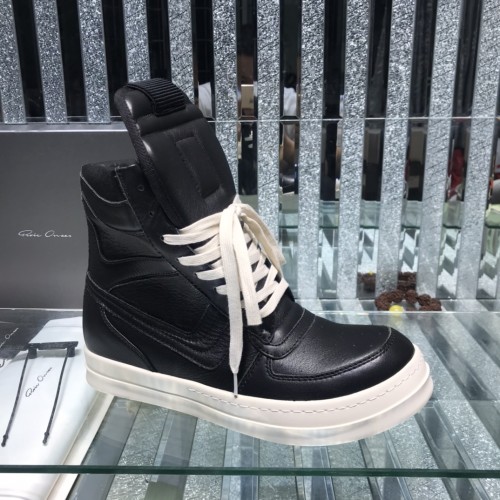 Rick Owens Men Shoes Sneakers Leather High-Top Breathable Mens Casual Shoes Ankle Boots with Original Box