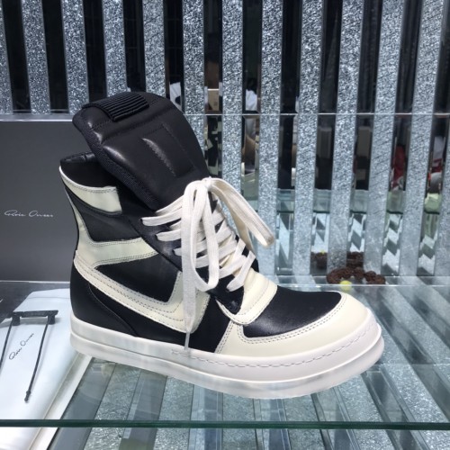 Rick Owens Men Shoes Sneakers Leather High-Top Breathable Mens Casual Shoes Ankle Boots with Original Box