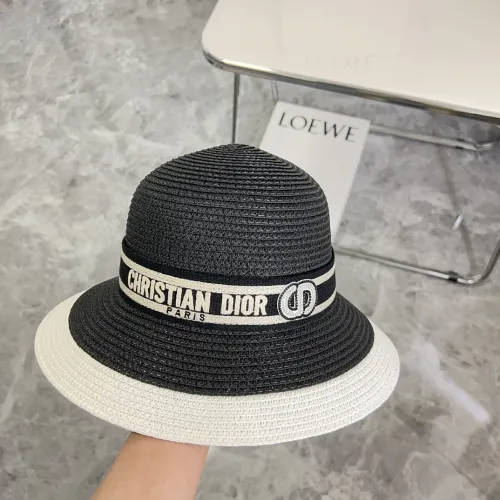 Dior Womens Bucket Hat Straw Hat Luxury Brand Design Dior Cap with Original Box  