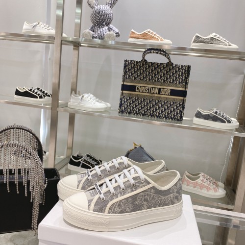 Dior Womens Shoes Fashion Sneakers WALK'N'DIOR SNEAKER Cotton Canvas Luxury Brand with Original Box Whatsapp 