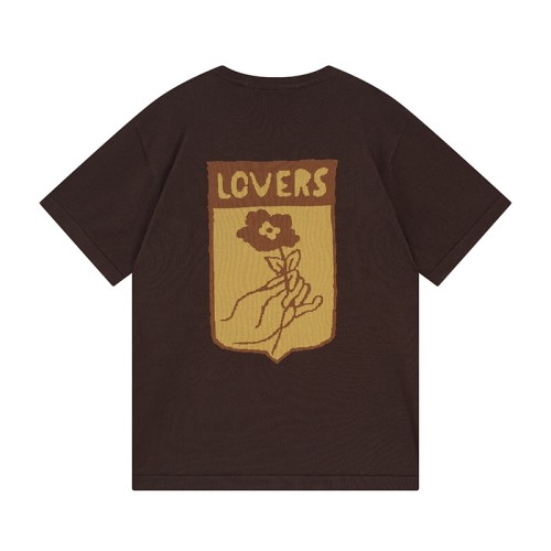 Louis Vuitton Luxury Brand Men Womens Short Sleeve T-Shirt Short-Sleeved Cotton Intarsia Crewneck 1AFIWW   