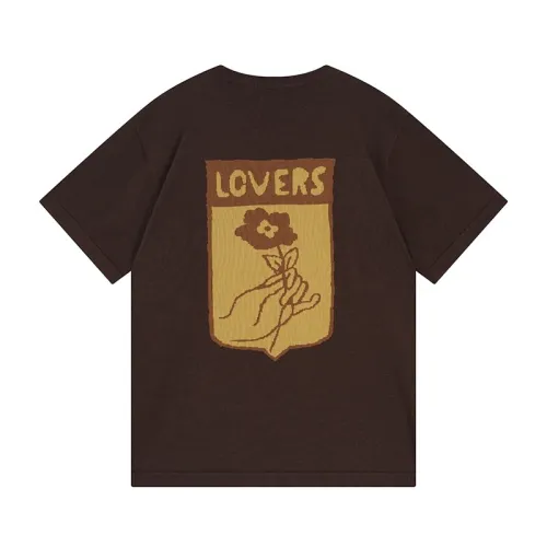 Louis Vuitton Luxury Brand Men Womens Short Sleeve T-Shirt Short-Sleeved Cotton Intarsia Crewneck 1AFIWW   