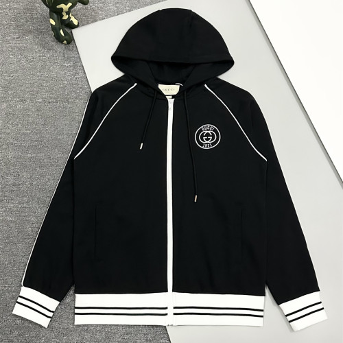 Gucci Womens Mens Zip Hoodie Luxury Brand Mens Sweatshirt Winter Fashion COTTON JERSEY SWEATSHIRT WITH PATCH   