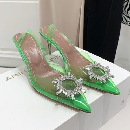 Amina Muaddi Womens Shoes Sandals Slippers Luxury Brand Fashion Pumps for Women with Original Box 9cm Heel