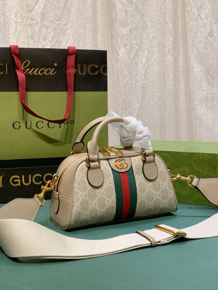 Gucci Womens Bags Shoulder HandBags Luxury Brand Gucci Ophidia mini GG top handle bag with Interlocking G with Original Box 724606 FABEX 9642