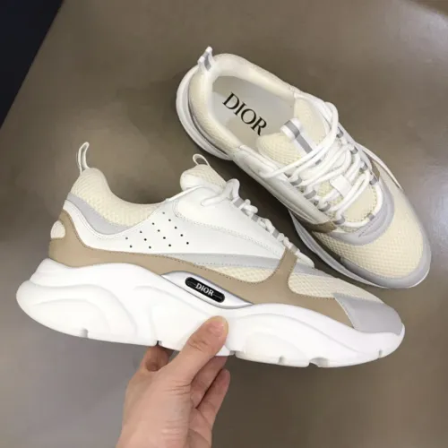 Dior Womens Shoes Sneakers Luxury Brand Breathable Design B22 SNEAKER Cream Technical Mesh with Beige and White Smooth Calfskin with Original Box 3SN231YXX_H160
