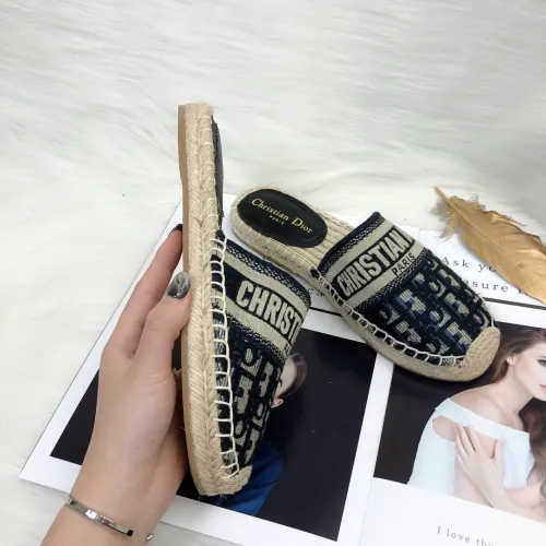 Dior Womens Shoes Slippers Dior Granville Espadrille Dior Oblique Embroidered Cotton with Original Box