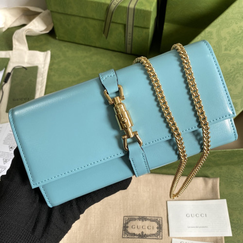 Gucci Womens Mens Bags Wallets Luxury Brand Gucci Jackie 1961 chain wallet with Original Box 652681 14J0G 1000