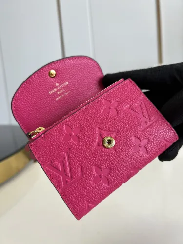 Louis Vuitton Mens Womens Wallets Purse Luxury Brand Rosalie Coin Purse with Original Box M81521 Rose Pondichery Pink Monogram Empreinte embossed supple grained cowhide leather