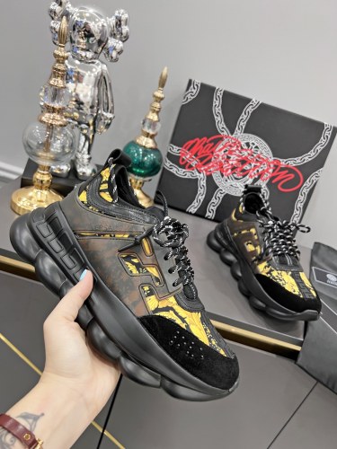 Versace Men Shoes Fashion Sneakers Luxury Brand with Original Box Top Quality Breathable Mens Sneakers Chain Reaction Multi-Color Rubber Suede  
