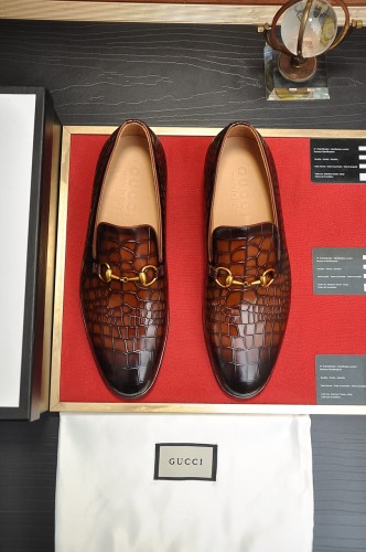 Gucci Mens Shoes Leather Design Luxury Brand Business Dress Shoes for Men with Original Box