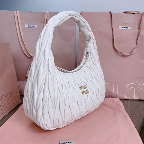 MiuMiu Womens Fashion Handbags Shoulder Bag Leather Luxury Brand Miu Miu Wander Matelasse Nappa Leather Hobo Bag  