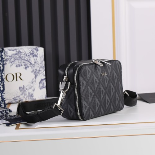 Dior Mens Bags Crossbody Bags SAFARI MESSENGER BAG Black Dior Oblique Jacquard with Original Box 1ESPO206YKY_H10E