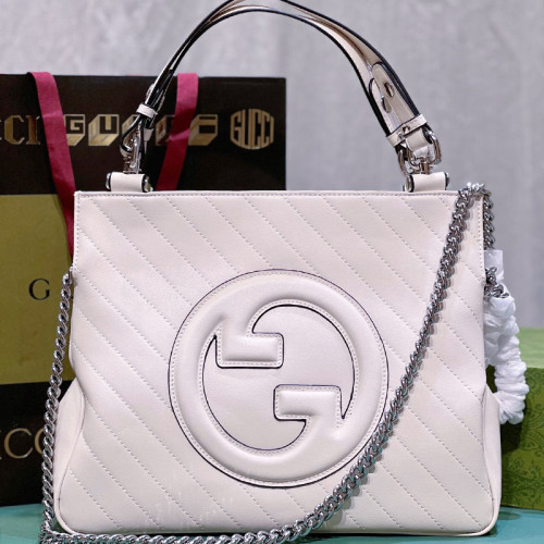 Gucci Womens Bags Shoulder Handbags Luxury Brand Gucci Blondie small tote bag in white leather 751518 1AAOW 9022  