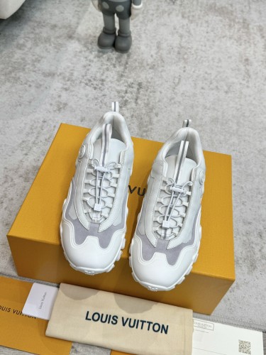 Louis Vuitton Womens Shoes Sneakers Lace-Up Luxury Brand Fashion LV Discovery Lace Up Sneaker with Original Box  