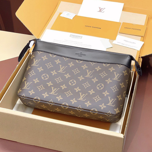 Louis Vuitton Mens Womens Bags Clutch Luxury Brand Fashion Type M82545 Pochette Voyage Souple Monogram Eclipse with Original Box  